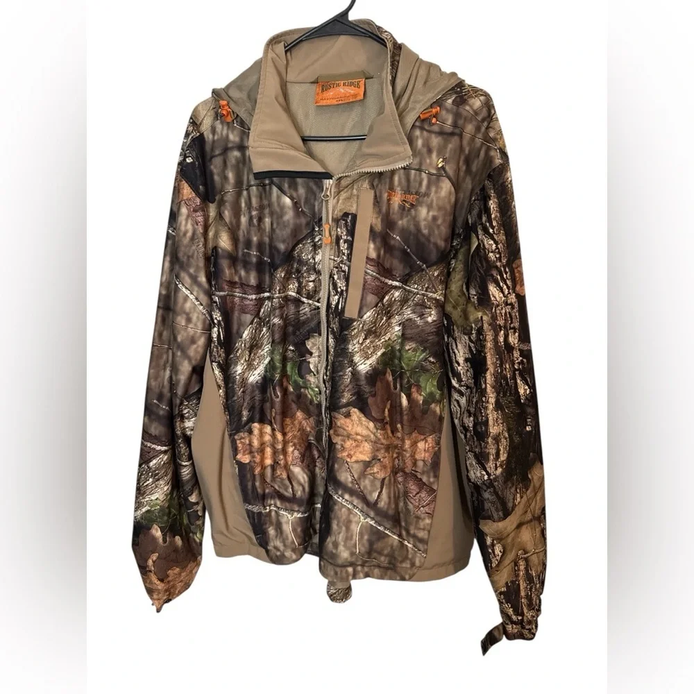 Rustic Ridge Camo Hunting Jacket 2XL Mossy Oak Scent Stop Hooded Outdoor Coat